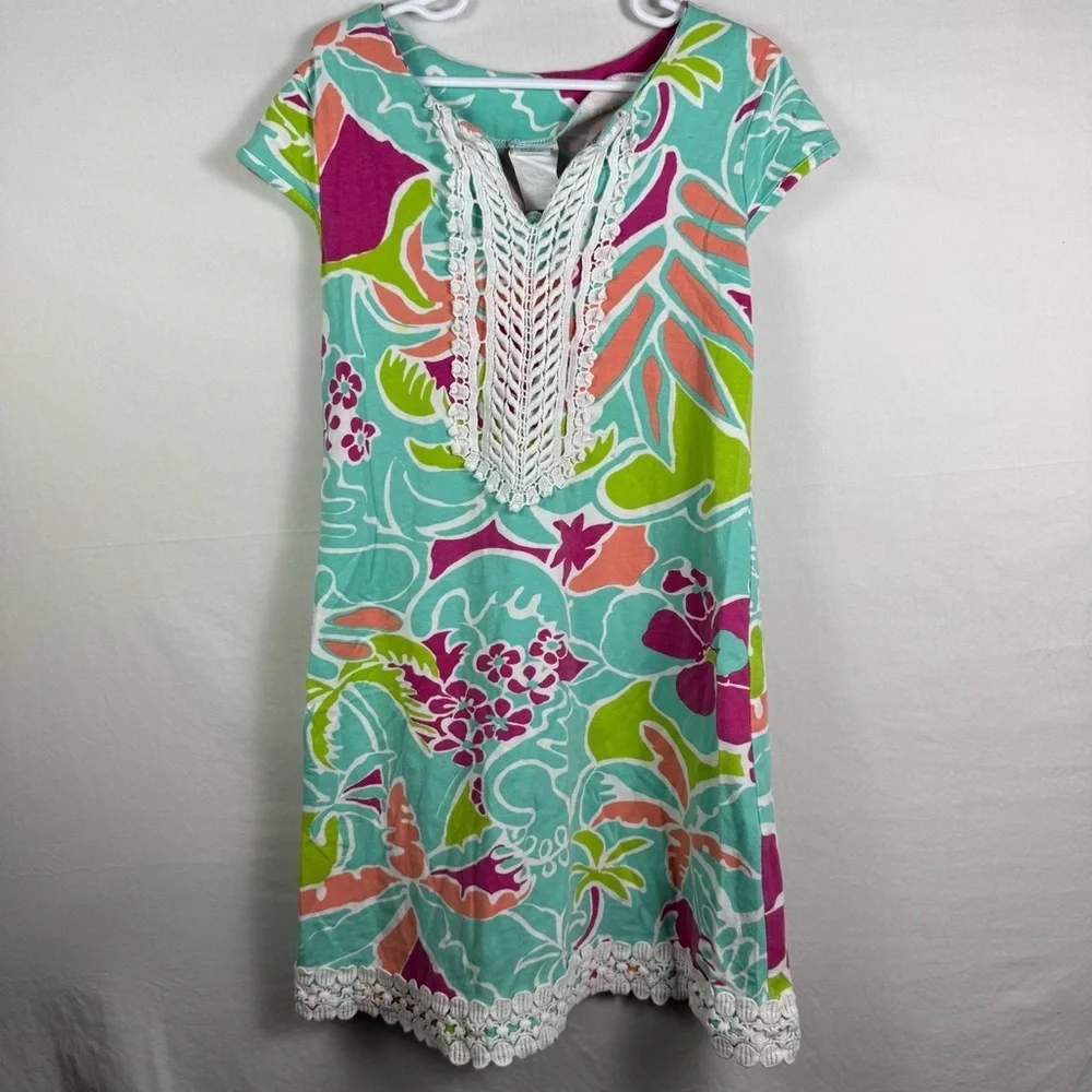 Peaches 'n Cream Floral Multicolor Dress with Lace Girls Size 8